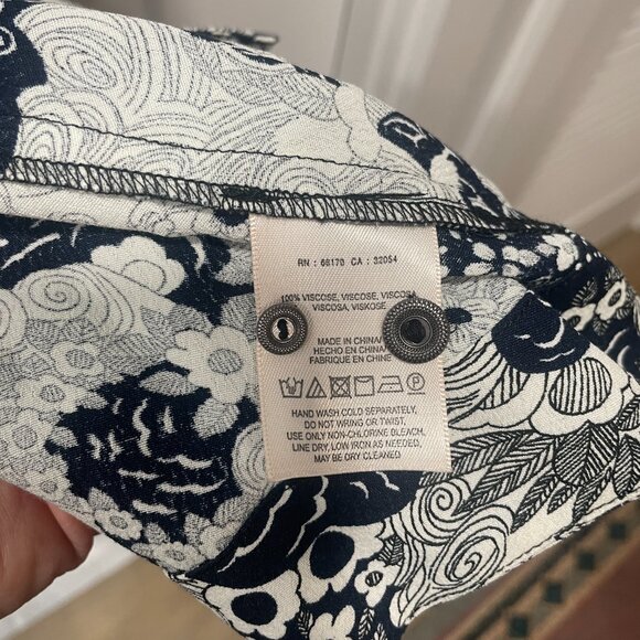 Anthropologie Navy and White Long Sleeved Shirt Dress Size 6 - Picture 7 of 7